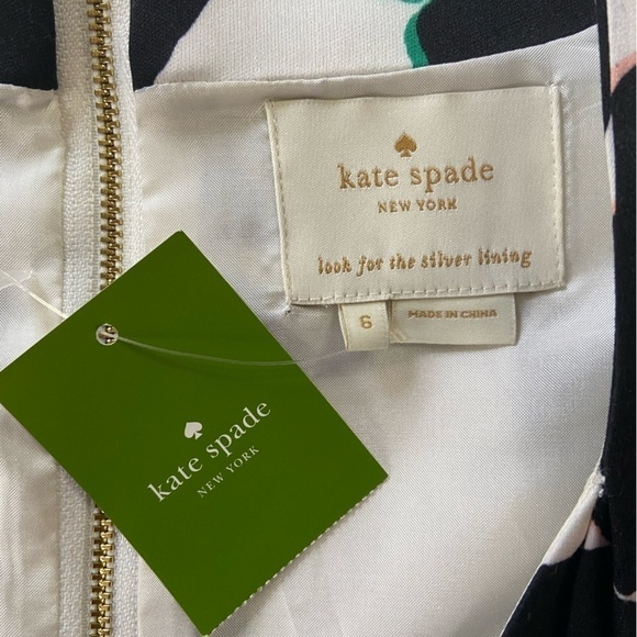 NWT Kate Spade Butterfly Black White Colorful Rainbow Fit & Flare Pocket Dress 6 - Picture 12 of 15